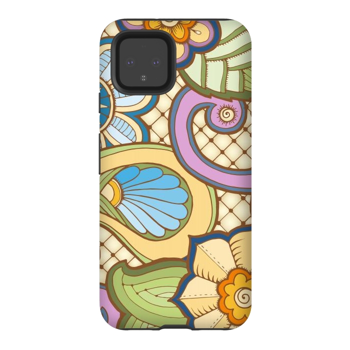 Pixel 4 StrongFit Daisies Pattern with Circle Elements IV by ArtsCase