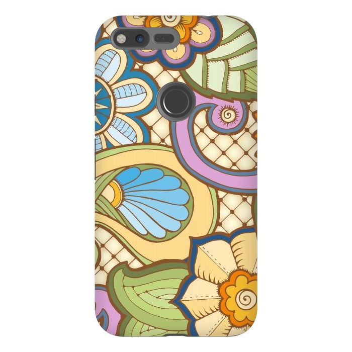 Pixel XL StrongFit Daisies Pattern with Circle Elements IV by ArtsCase
