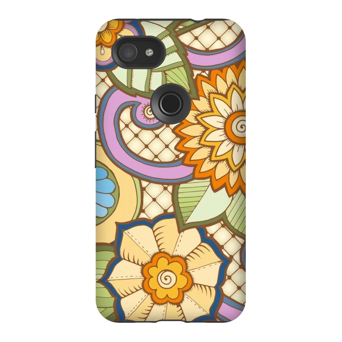 Pixel 3AXL StrongFit Daisies Pattern with Circle Elements IV by ArtsCase