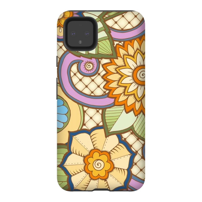 Pixel 4XL StrongFit Daisies Pattern with Circle Elements IV by ArtsCase