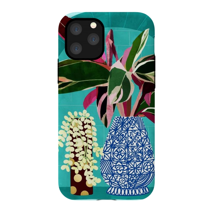 iPhone 11 Pro StrongFit Moroccan Shelfie | Tropical Teal Plants Botanical | Exotic Modern Bohemian Eclectic Décor  by Uma Prabhakar Gokhale