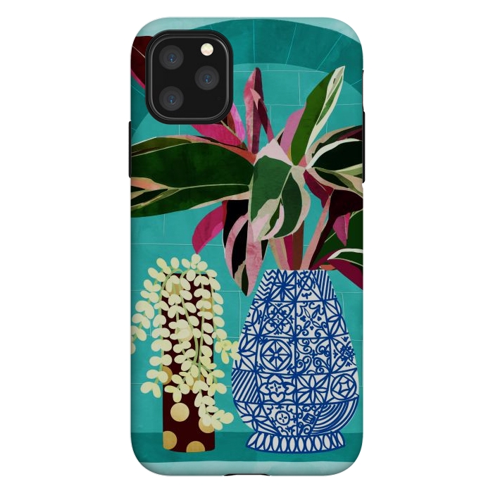 iPhone 11 Pro Max StrongFit Moroccan Shelfie | Tropical Teal Plants Botanical | Exotic Modern Bohemian Eclectic Décor  by Uma Prabhakar Gokhale