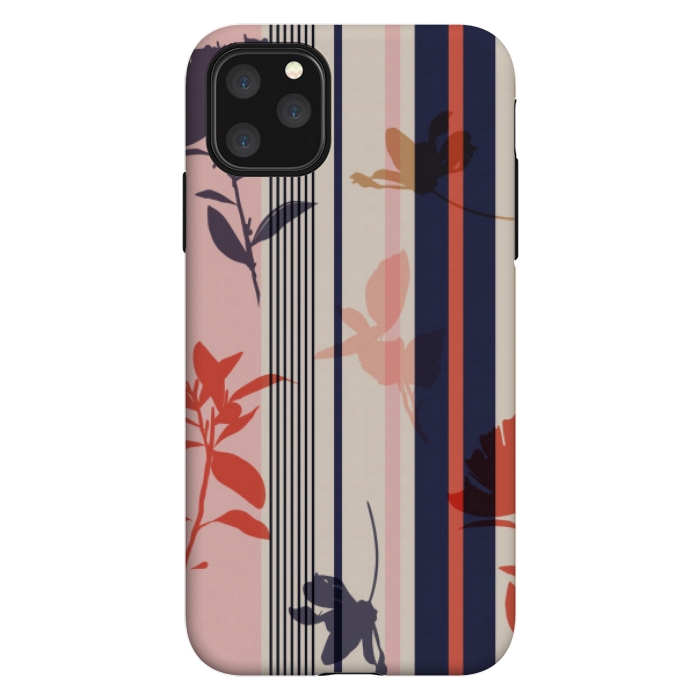 iPhone 11 Pro Max StrongFit stripes leaf floral pattern by MALLIKA