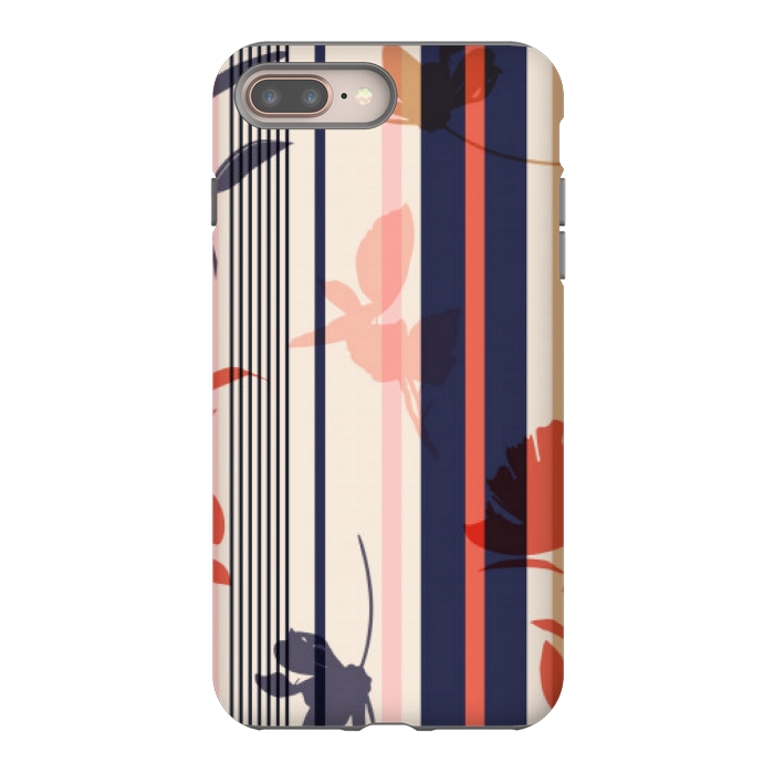 iPhone 7 plus StrongFit stripes leaf floral pattern by MALLIKA