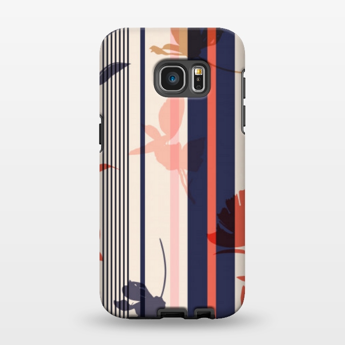 Galaxy S7 EDGE StrongFit stripes leaf floral pattern by MALLIKA