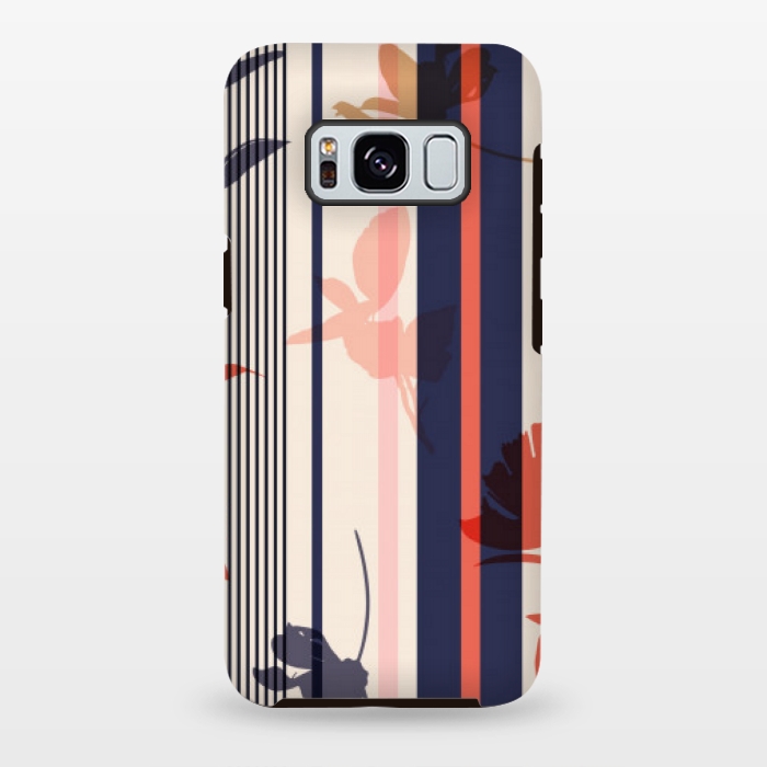 Galaxy S8 plus StrongFit stripes leaf floral pattern by MALLIKA