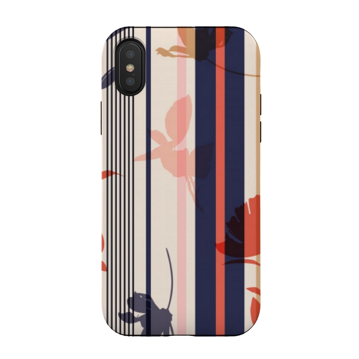 iPhone Xs / X StrongFit stripes leaf floral pattern by MALLIKA