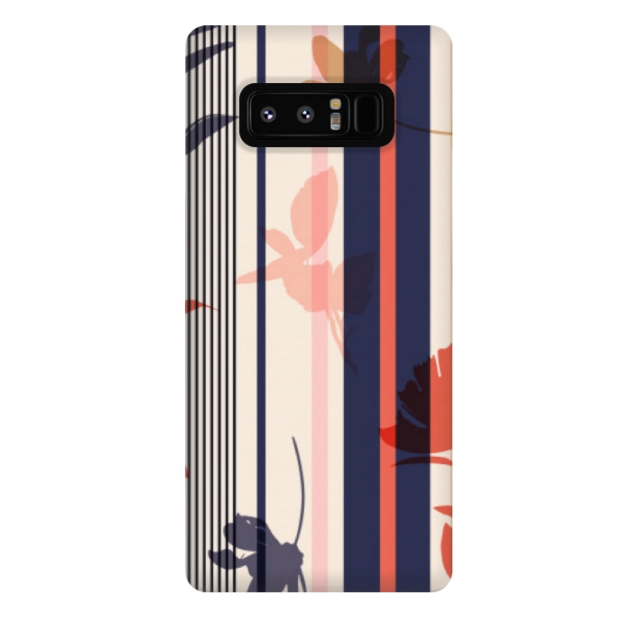 Galaxy Note 8 StrongFit stripes leaf floral pattern by MALLIKA