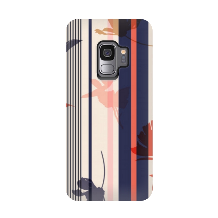 Galaxy S9 StrongFit stripes leaf floral pattern by MALLIKA