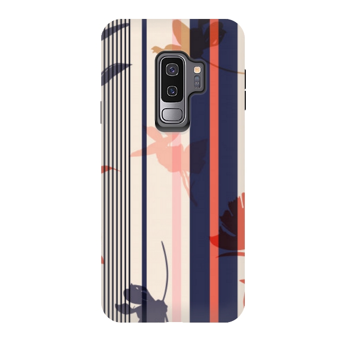 Galaxy S9 plus StrongFit stripes leaf floral pattern by MALLIKA