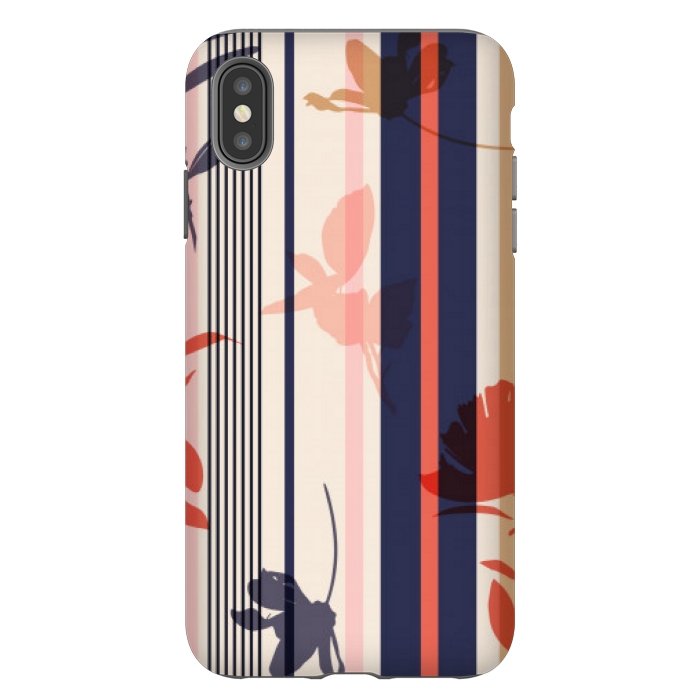 iPhone Xs Max StrongFit stripes leaf floral pattern by MALLIKA