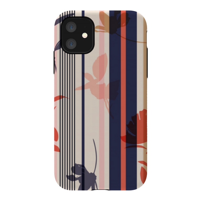 iPhone 11 StrongFit stripes leaf floral pattern by MALLIKA