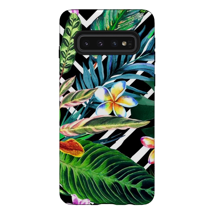 Galaxy S10 StrongFit Tropical Design Flowers by ArtsCase