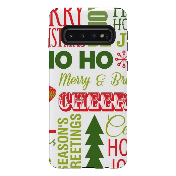 Galaxy S10 StrongFit Christmas Greeting Pattern by ArtsCase