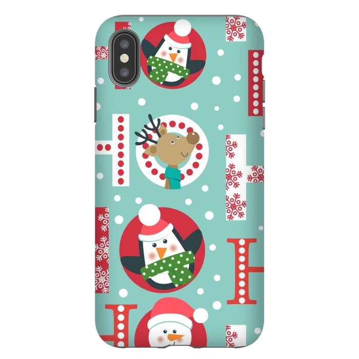 iPhone Xs Max StrongFit Christmas Pattern with Santa Deer Penguin and Snowman by ArtsCase
