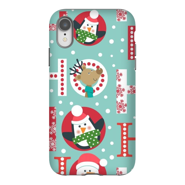 iPhone Xr StrongFit Christmas Pattern with Santa Deer Penguin and Snowman by ArtsCase