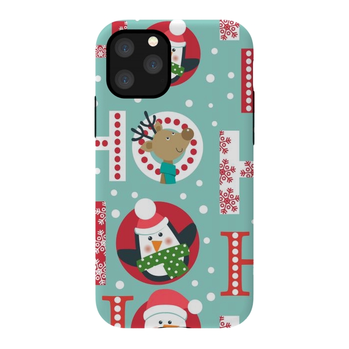 iPhone 11 Pro StrongFit Christmas Pattern with Santa Deer Penguin and Snowman by ArtsCase