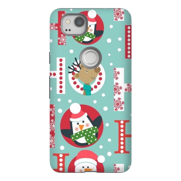 Pixel 2 StrongFit Christmas Pattern with Santa Deer Penguin and Snowman by ArtsCase