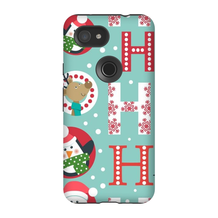 Pixel 3A StrongFit Christmas Pattern with Santa Deer Penguin and Snowman by ArtsCase