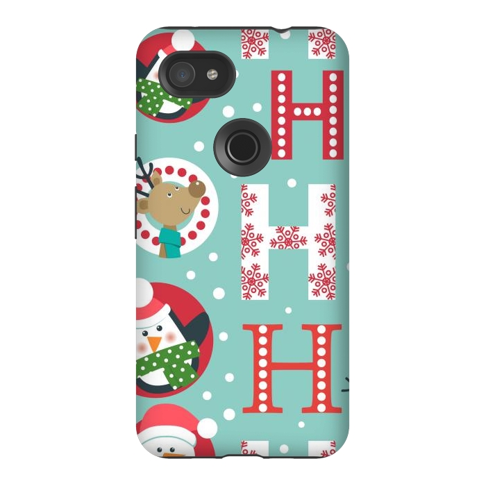 Pixel 3AXL StrongFit Christmas Pattern with Santa Deer Penguin and Snowman by ArtsCase