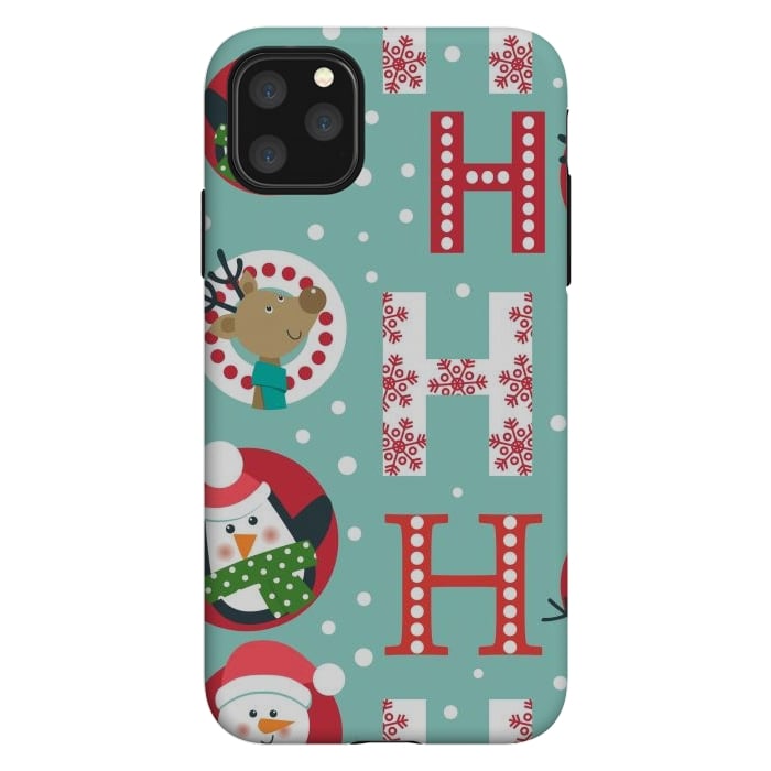 iPhone 11 Pro Max StrongFit Christmas Pattern with Santa Deer Penguin and Snowman by ArtsCase