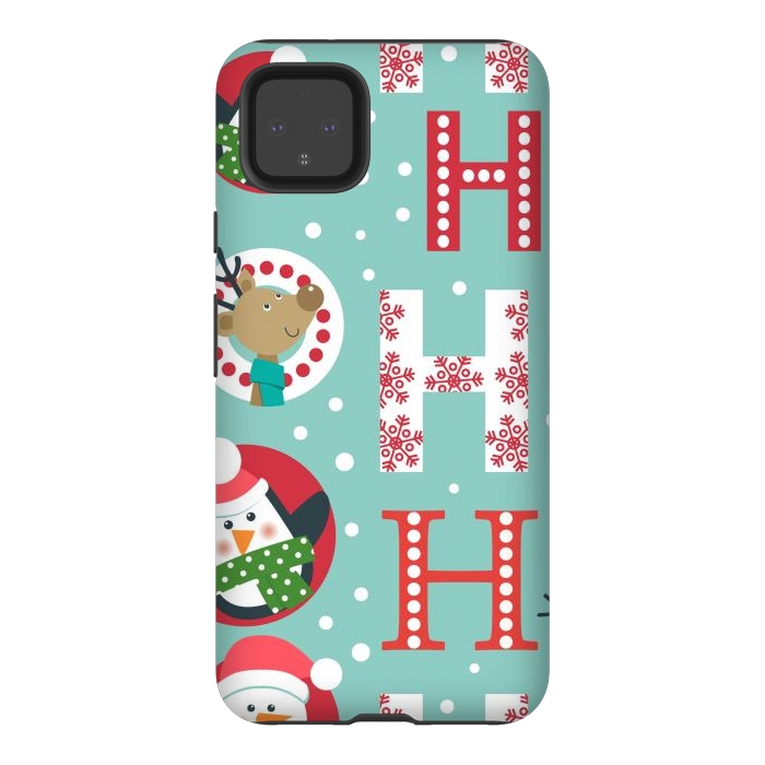 Pixel 4XL StrongFit Christmas Pattern with Santa Deer Penguin and Snowman by ArtsCase