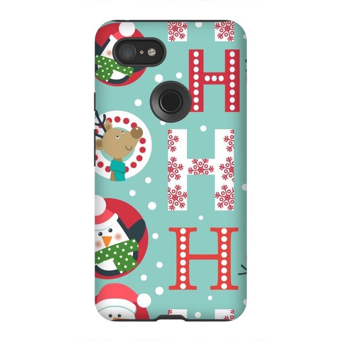 Pixel 3XL StrongFit Christmas Pattern with Santa Deer Penguin and Snowman by ArtsCase
