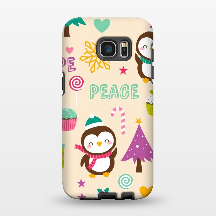 Galaxy S7 EDGE StrongFit Colorful Cute Penguin and Pecorative Elements for Christmas by ArtsCase