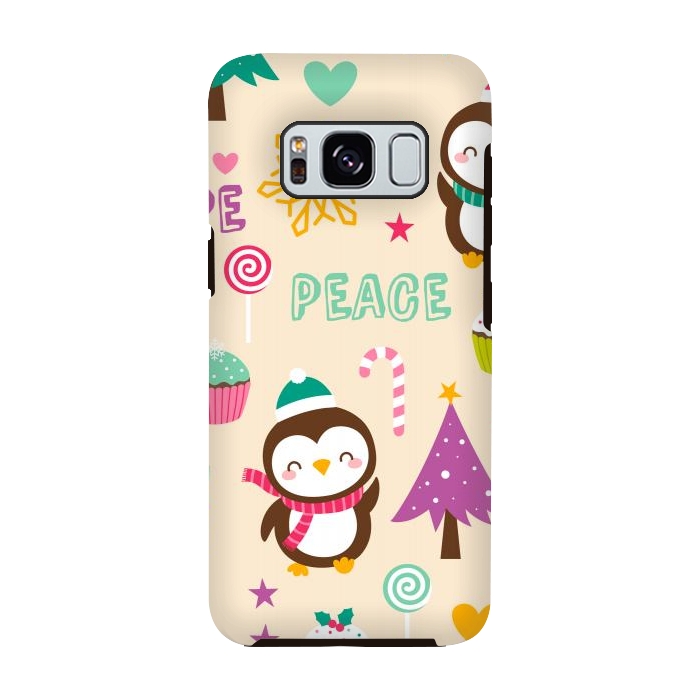 Galaxy S8 StrongFit Colorful Cute Penguin and Pecorative Elements for Christmas by ArtsCase