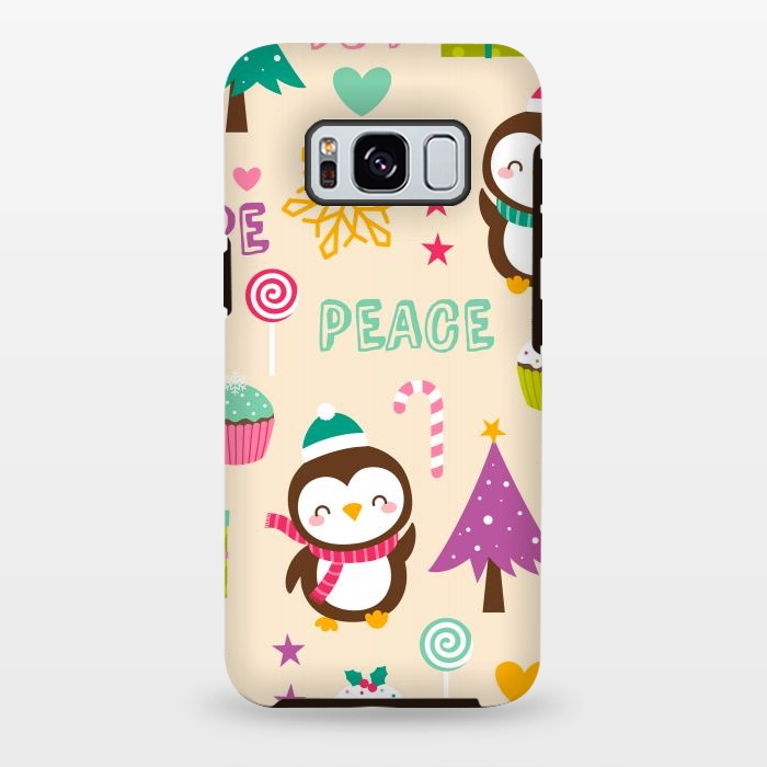 Galaxy S8 plus StrongFit Colorful Cute Penguin and Pecorative Elements for Christmas by ArtsCase