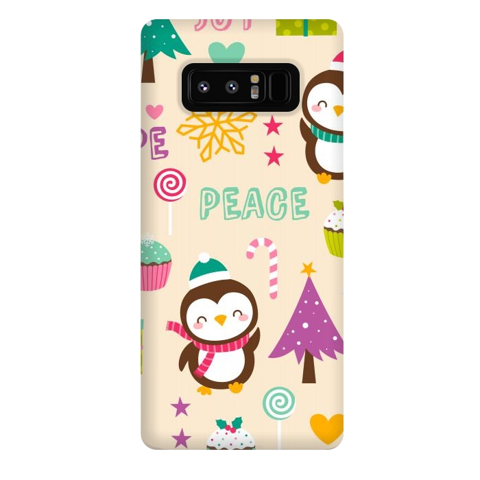 Galaxy Note 8 StrongFit Colorful Cute Penguin and Pecorative Elements for Christmas by ArtsCase