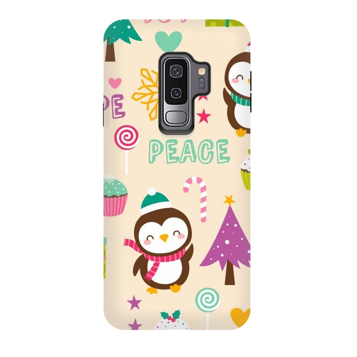 Galaxy S9 plus StrongFit Colorful Cute Penguin and Pecorative Elements for Christmas by ArtsCase