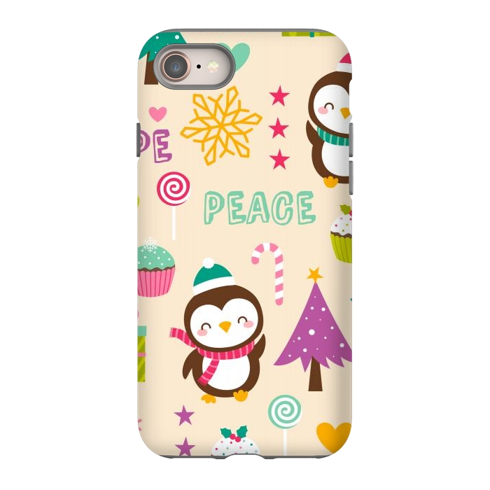 iPhone 8 StrongFit Colorful Cute Penguin and Pecorative Elements for Christmas by ArtsCase