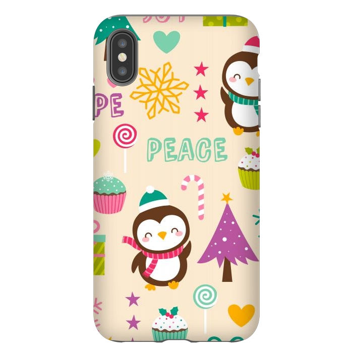 iPhone Xs Max StrongFit Colorful Cute Penguin and Pecorative Elements for Christmas by ArtsCase