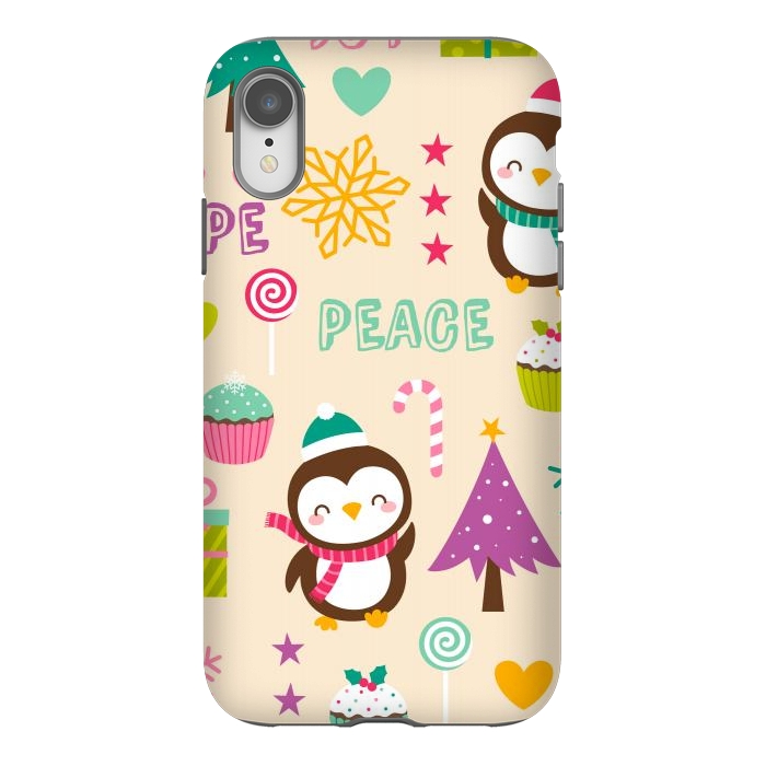 iPhone Xr StrongFit Colorful Cute Penguin and Pecorative Elements for Christmas by ArtsCase