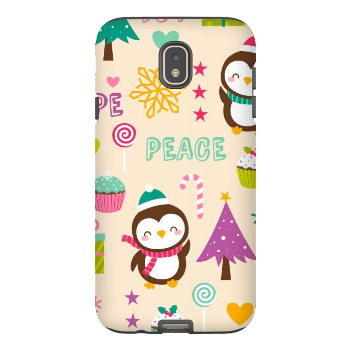 Galaxy J7 StrongFit Colorful Cute Penguin and Pecorative Elements for Christmas by ArtsCase