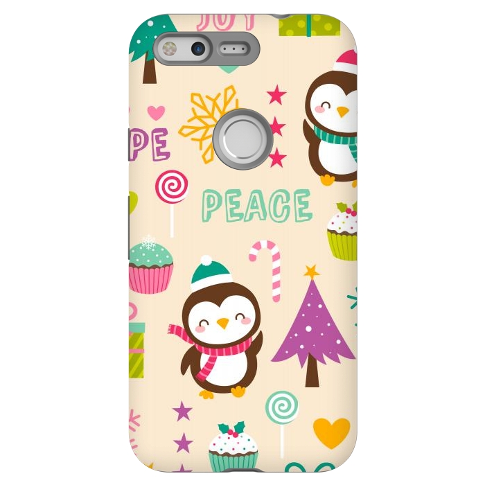 Pixel StrongFit Colorful Cute Penguin and Pecorative Elements for Christmas by ArtsCase