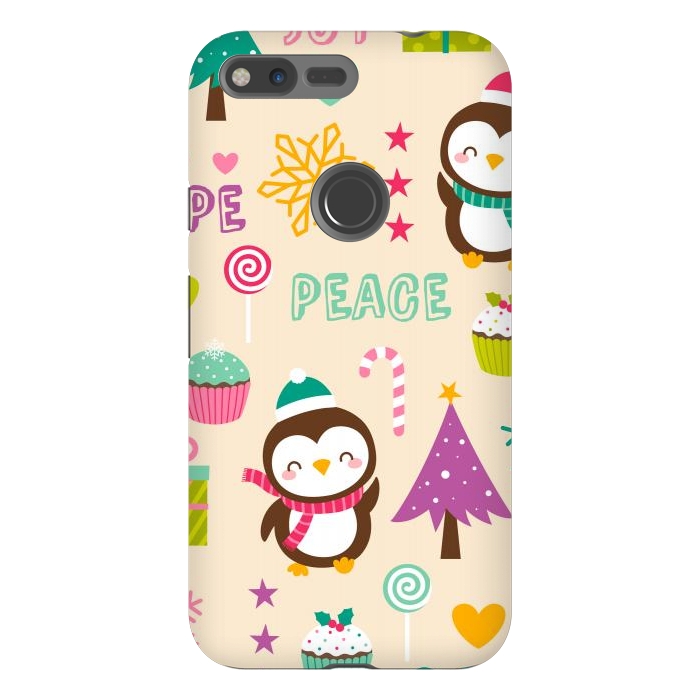 Pixel XL StrongFit Colorful Cute Penguin and Pecorative Elements for Christmas by ArtsCase