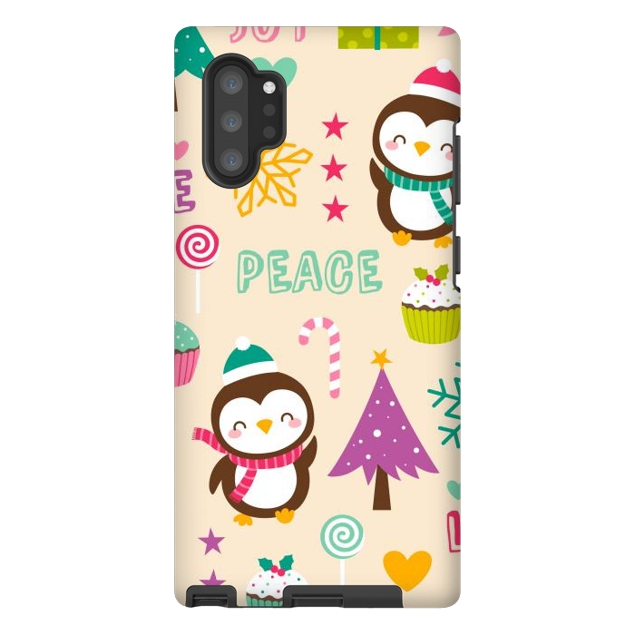 Galaxy Note 10 plus StrongFit Colorful Cute Penguin and Pecorative Elements for Christmas by ArtsCase