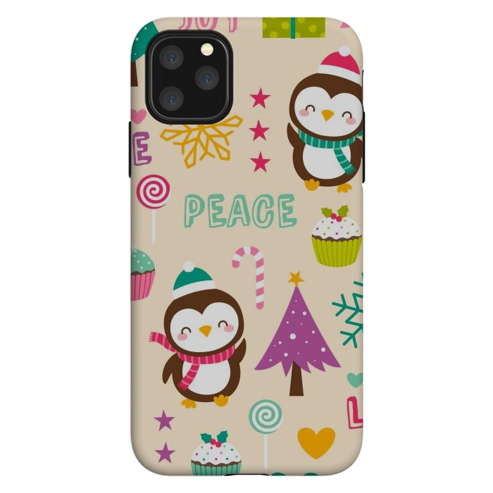 iPhone 11 Pro Max StrongFit Colorful Cute Penguin and Pecorative Elements for Christmas by ArtsCase