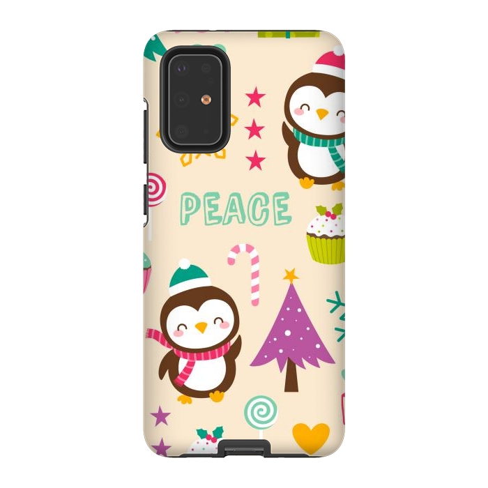 Galaxy S20 Plus StrongFit Colorful Cute Penguin and Pecorative Elements for Christmas by ArtsCase