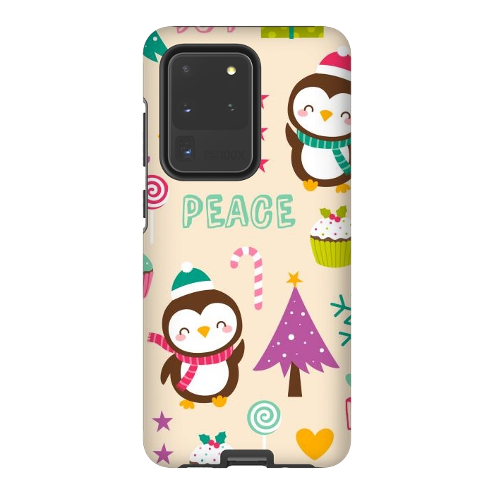 Galaxy S20 Ultra StrongFit Colorful Cute Penguin and Pecorative Elements for Christmas by ArtsCase