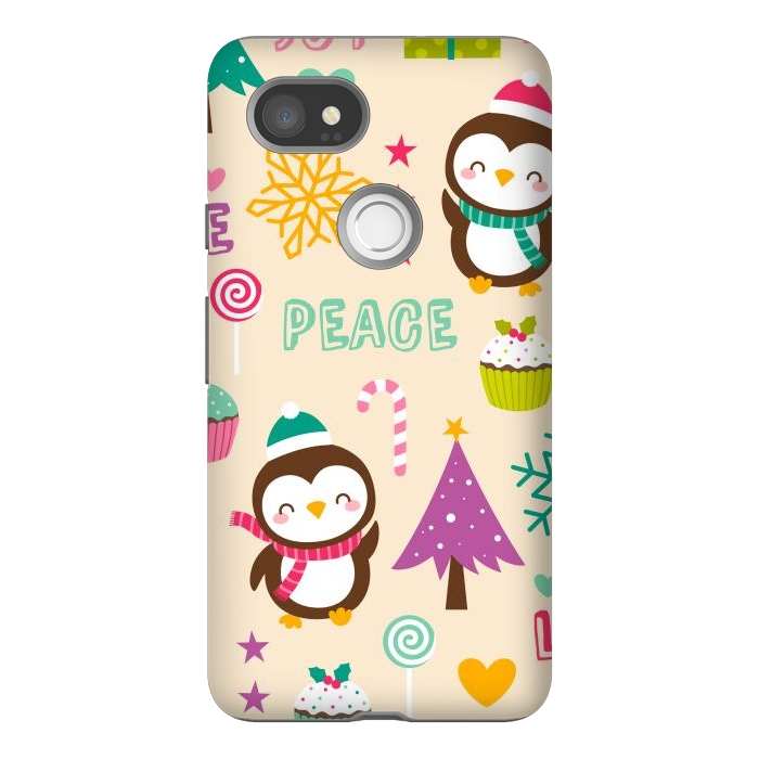 Pixel 2XL StrongFit Colorful Cute Penguin and Pecorative Elements for Christmas by ArtsCase