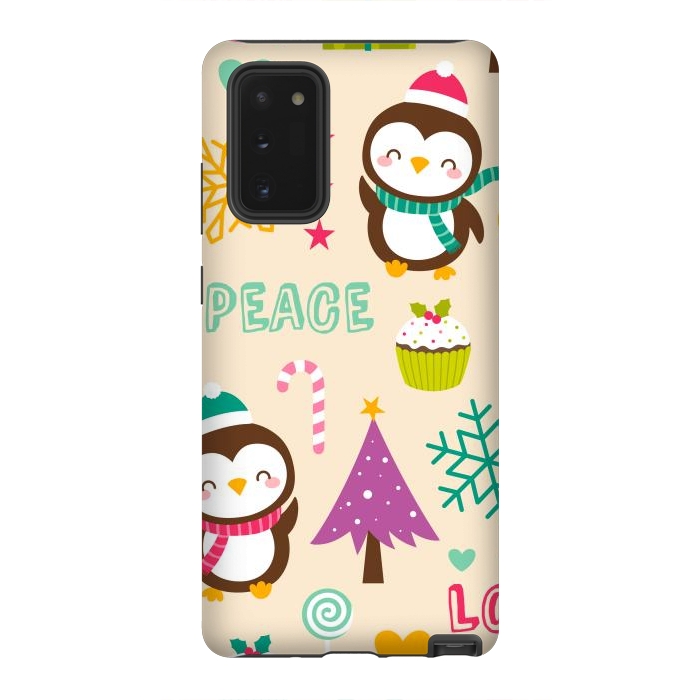 Galaxy Note 20 StrongFit Colorful Cute Penguin and Pecorative Elements for Christmas by ArtsCase