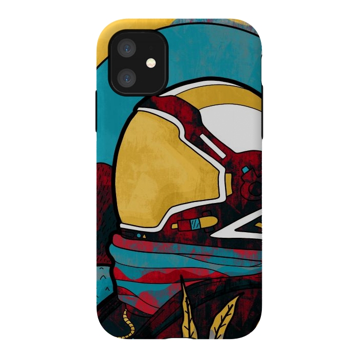 iPhone 11 StrongFit The yellow astronaut explorer by Steve Wade (Swade)