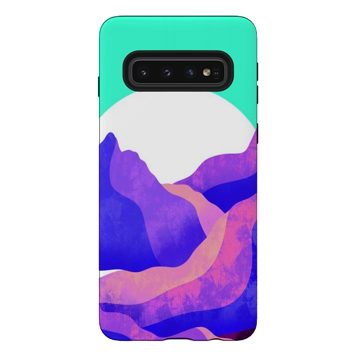 Galaxy S10 StrongFit Purple textured mountains by Steve Wade (Swade)
