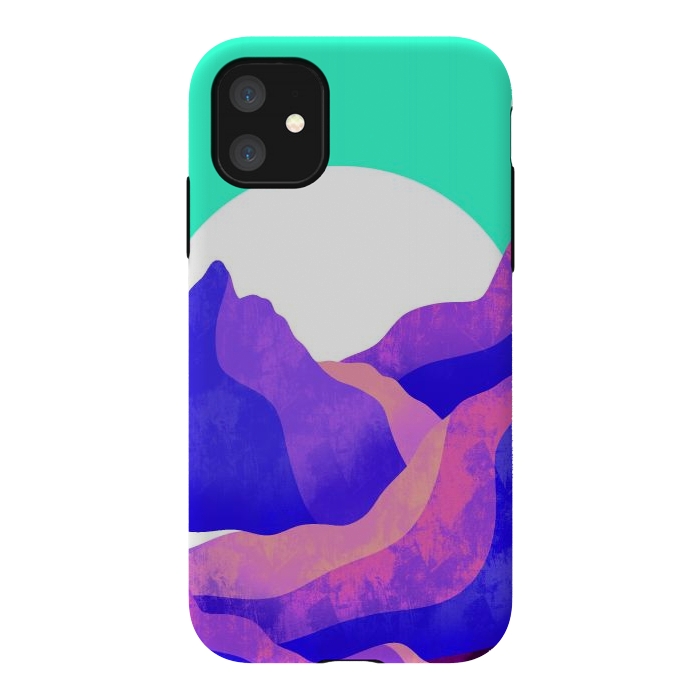 iPhone 11 StrongFit Purple textured mountains by Steve Wade (Swade)