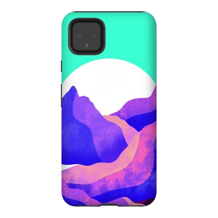 Pixel 4XL StrongFit Purple textured mountains by Steve Wade (Swade)