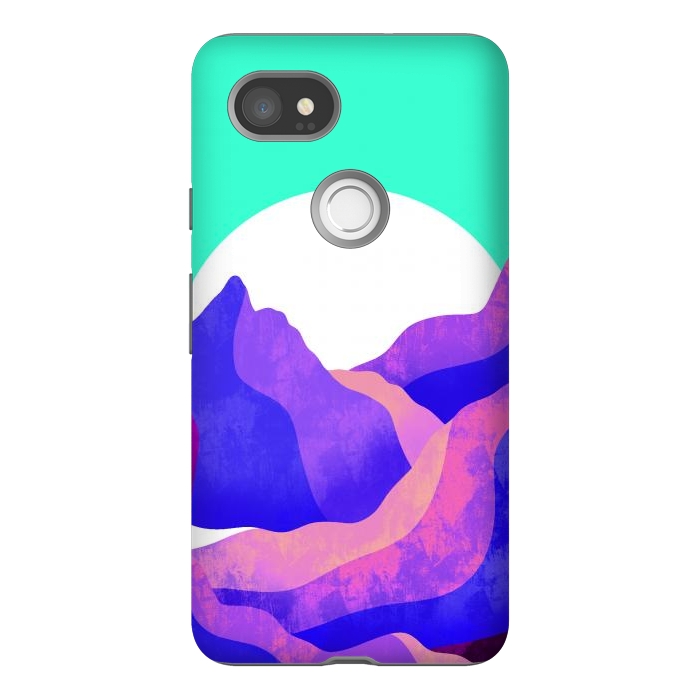 Pixel 2XL StrongFit Purple textured mountains by Steve Wade (Swade)
