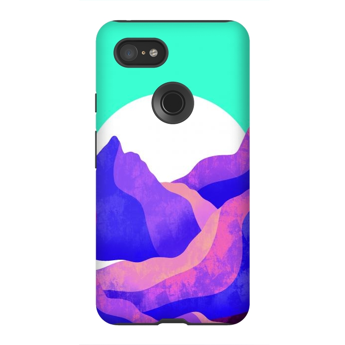 Pixel 3XL StrongFit Purple textured mountains by Steve Wade (Swade)
